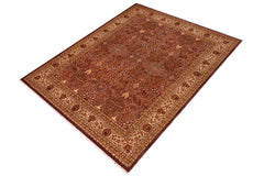 handmade Traditional Brown Ivory Hand Knotted RECTANGLE 100% WOOL area rug 8' x 10'