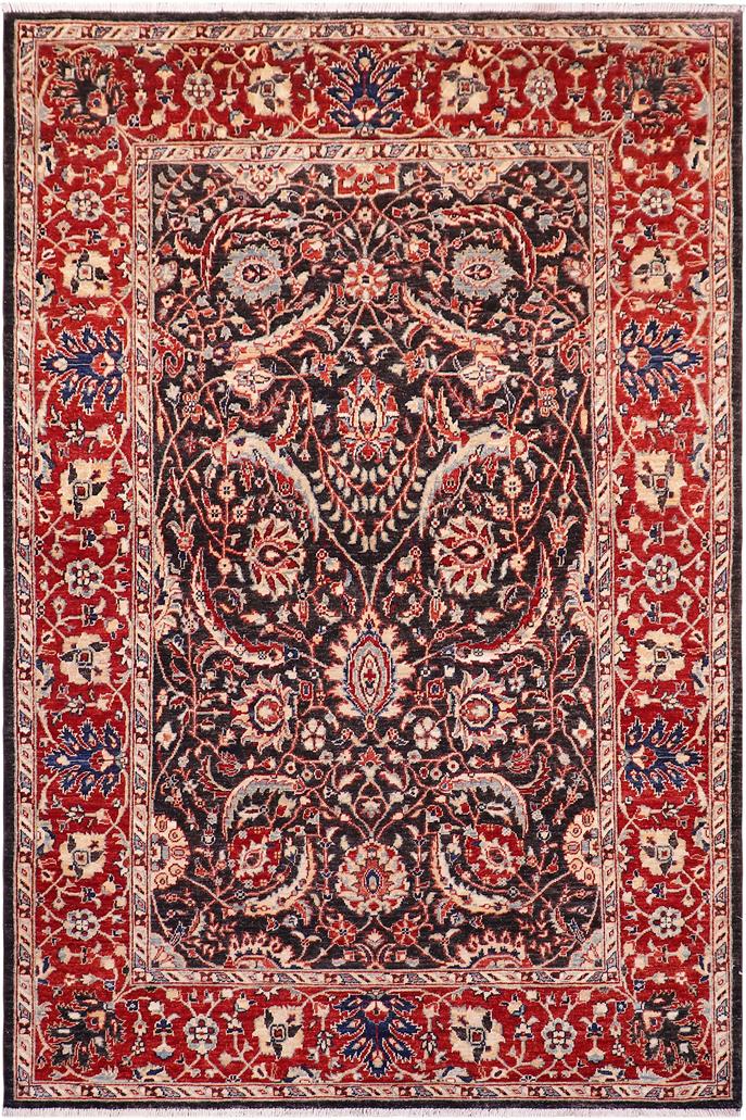 handmade Traditional Kafkaz Black Red Hand Knotted RECTANGLE 100% WOOL area rug 5 x 8