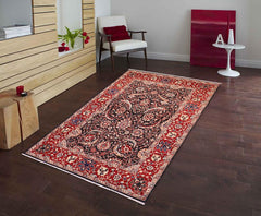 handmade Traditional Kafkaz Black Red Hand Knotted RECTANGLE 100% WOOL area rug 5 x 8