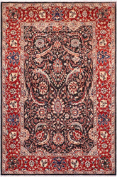 handmade Traditional Kafkaz Black Red Hand Knotted RECTANGLE 100% WOOL area rug 5 x 8