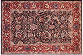 handmade Traditional Kafkaz Black Red Hand Knotted RECTANGLE 100% WOOL area rug 5x8