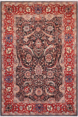 handmade Traditional Kafkaz Black Red Hand Knotted RECTANGLE 100% WOOL area rug 5 x 8