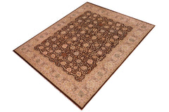 handmade Traditional Brown Tan Hand Knotted RECTANGLE 100% WOOL area rug 8' x 10'