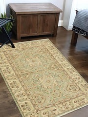 handmade Traditional Kafkaz Lt. Green Ivory Hand Knotted RECTANGLE 100% WOOL area rug 4x6