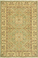 handmade Traditional Kafkaz Lt. Green Ivory Hand Knotted RECTANGLE 100% WOOL area rug 4 x 6