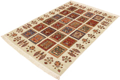 handmade Geometric Kurjean Beige Rust Hand Knotted RECTANGLE 100% WOOL area rug 4x6