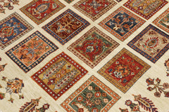 handmade Geometric Kurjean Beige Rust Hand Knotted RECTANGLE 100% WOOL area rug 4x6