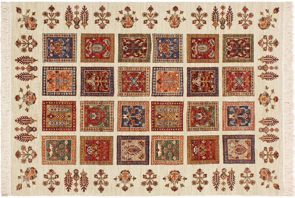 handmade Geometric Kurjean Beige Rust Hand Knotted RECTANGLE 100% WOOL area rug 4x6