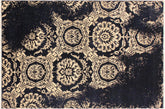 handmade Modern Abstract Blue Ivory Hand Knotted RECTANGLE WOOL&VISCOU area rug 4' x 6'