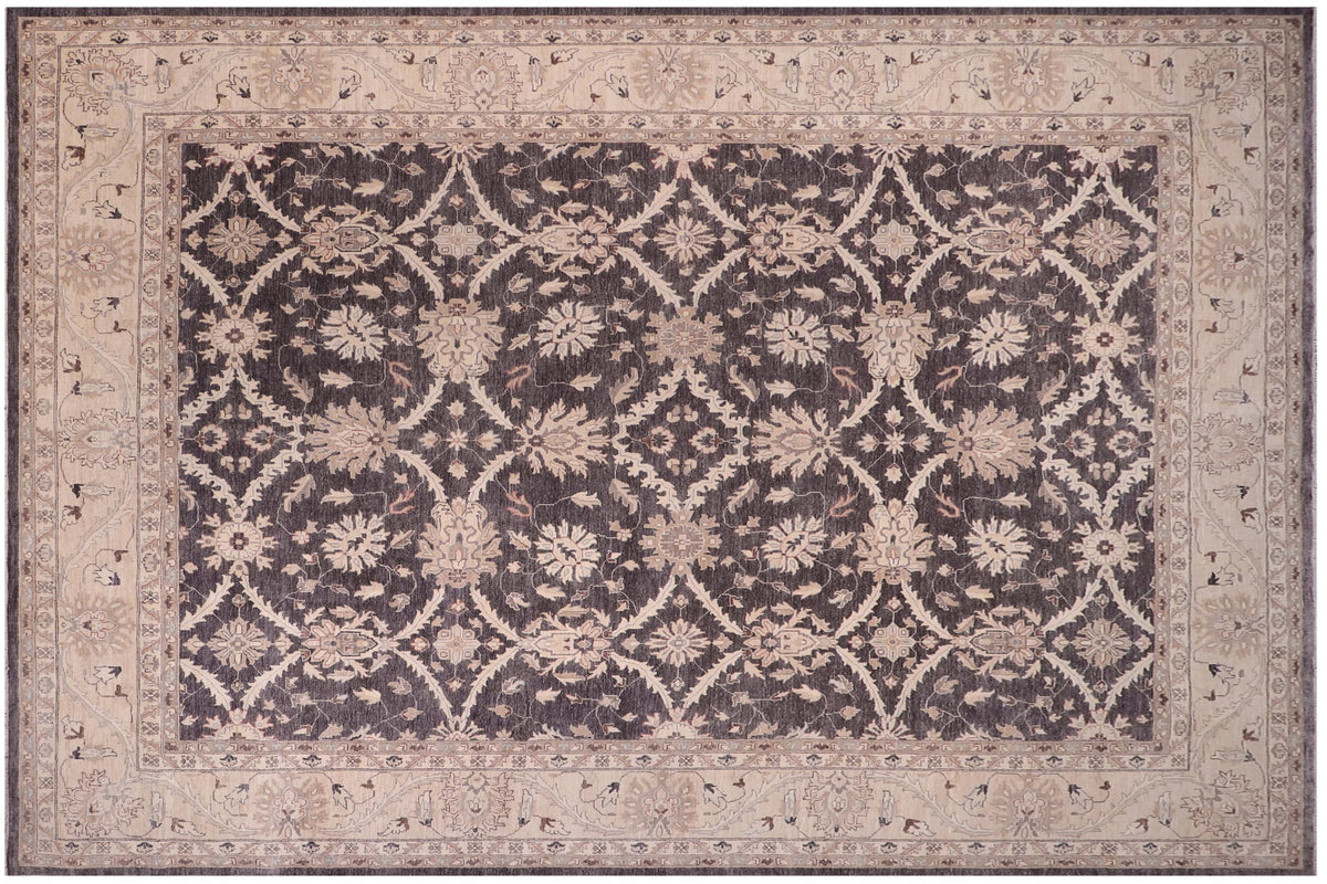 12x15 hand knotted transitional wool rug in charcoal and tan - Bohemian Adena