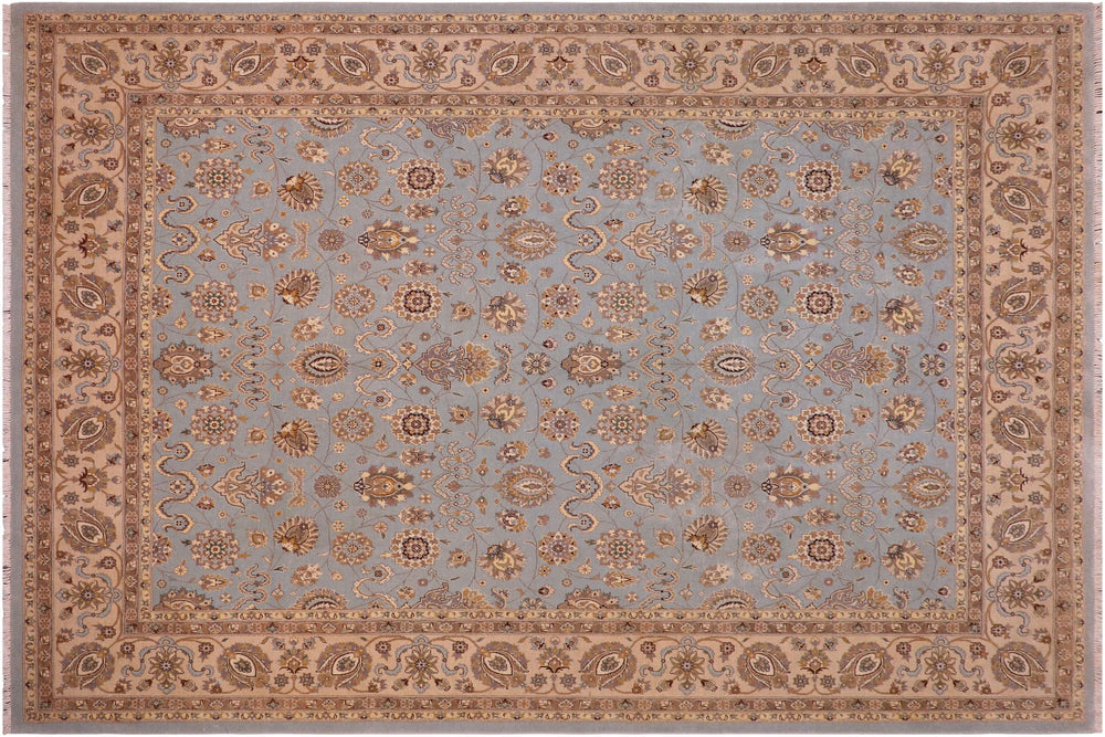 handmade Transitional Veg Dye Lt. Blue Lt. Tan Hand Knotted RECTANGLE 100% WOOL area rug 8' x 10'