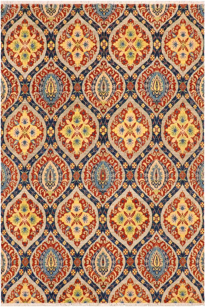 handmade Transitional Kafkaz Blue Gray Hand Knotted RECTANGLE 100% WOOL area rug 8 x 10