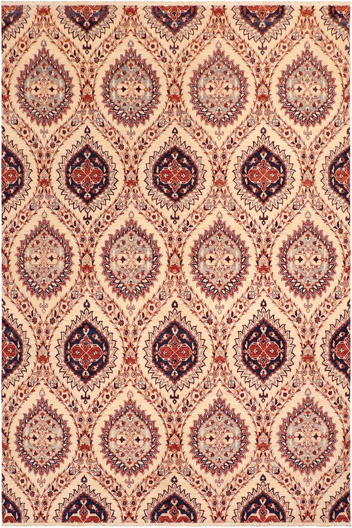 handmade Transitional Kafkaz Beige Blue Hand Knotted RECTANGLE 100% WOOL area rug 8 x 10