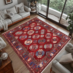 handmade Transitional Kafkaz Red Rust Hand Knotted RECTANGLE 100% WOOL area rug 6' x 8'