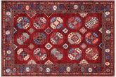 handmade Transitional Kafkaz Red Rust Hand Knotted RECTANGLE 100% WOOL area rug 6' x 8'