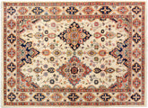 Bohemian Ziegler Cruz Ivory/Blue Hand Knotted Wool Rug - 5'1'' x 6'10''