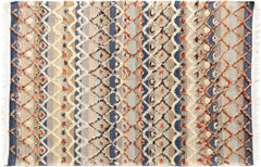 handmade Geometric Moroccan Hi Blue Gray Hand Knotted RECTANGLE 100% WOOL area rug 5' x 7'