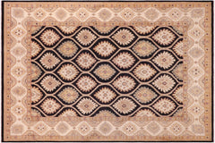 handmade Transitional Kafkaz Black Ivory Hand Knotted RECTANGLE 100% WOOL area rug 9' x 12'