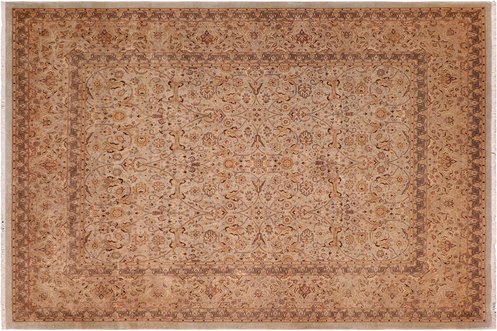 handmade Transitional Blue Tan Hand Knotted RECTANGLE 100% WOOL area rug 8' x 11'