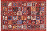 handmade Geometric Kafkaz Rust Blue Hand Knotted RECTANGLE 100% WOOL area rug 9' x 12'