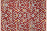 handmade Modern Kafkaz Red Blue Hand Knotted RECTANGLE 100% WOOL area rug 6' x 9'