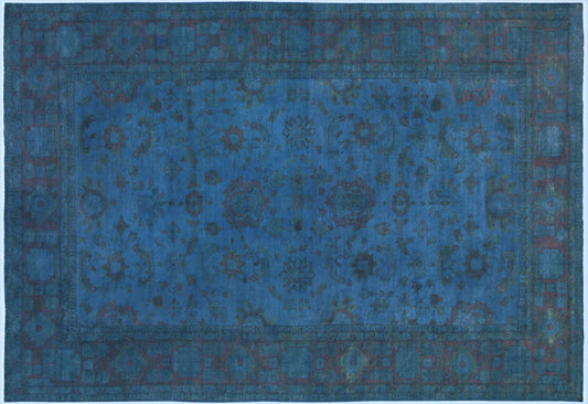 handmade Over Dyed Over Dyed Blue Blue Hand Knotted RECTANGLE 100% WOOL area rug 12' x 17'