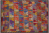 handmade Geometric Kilim Red Brown Hand-Woven RECTANGLE 100% WOOL area rug 6 x 10