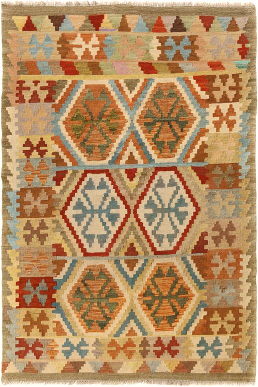 Flat Weave Kilim Antique Navaho Vintage handmade Geometric Kilim Gray Blue Hand-Woven Rectangle 100% Wool Area Rug 4x6
