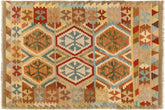 handmade Geometric Kilim Gray Blue Hand-Woven RECTANGLE 100% WOOL area rug 4 x 6