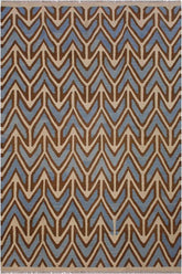 Flat Weave Kilim Antique Navaho Vintage handmade Modern Kilim Ivory Blue Hand-Woven Rectangle 100% Wool Area Rug 6x8
