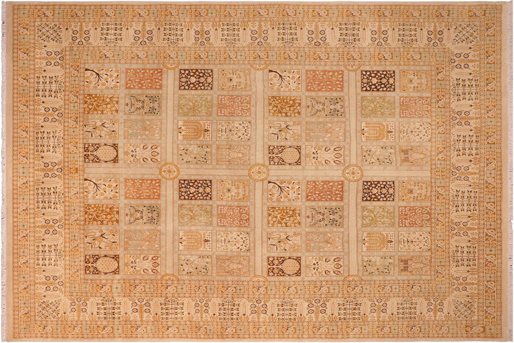 handmade Transitional Design Gold Brown Hand Knotted RECTANGLE 100% WOOL area rug 8' x 10'