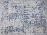 handmade Transitional Distressed Gray Blue Machine Made RECTANGLE POLYESTER area rug 9x12