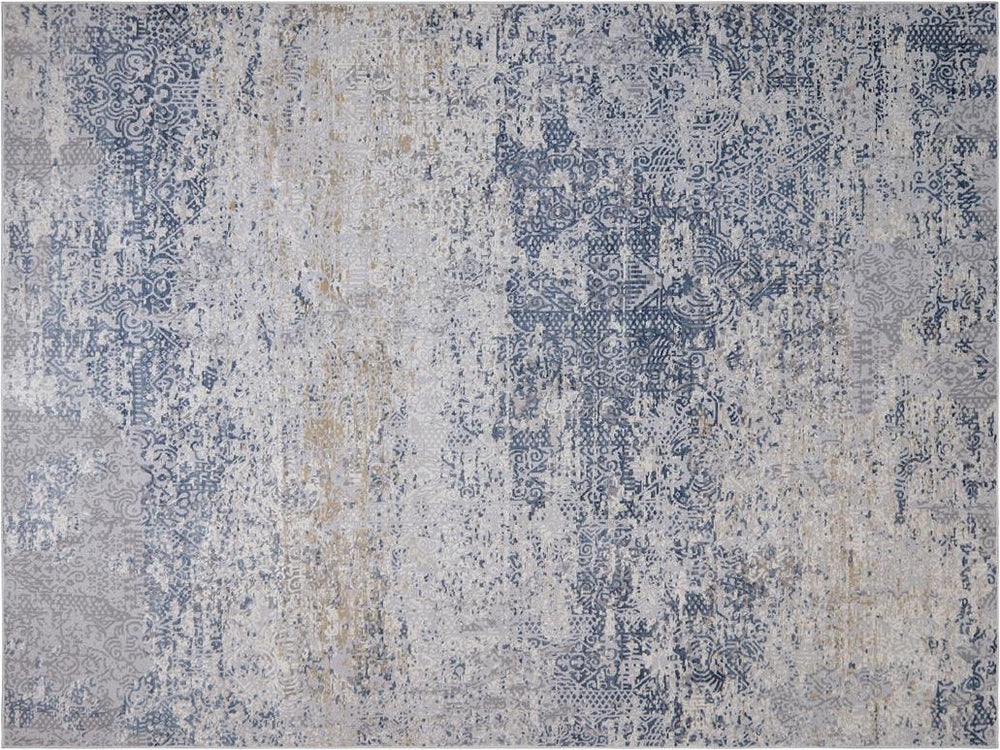 handmade Transitional Vintage Blue Gray Machine Made RECTANGLE POLYESTER area rug 9x12