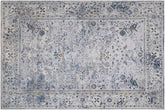 handmade Transitional Distressed Gray Blue Machine Made RECTANGLE POLYESTER area rug 9x12