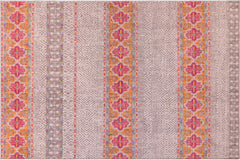 handmade Geometric Modern Light Gray Pink Machine Made RECTANGLE POLYESTER area rug 10x14