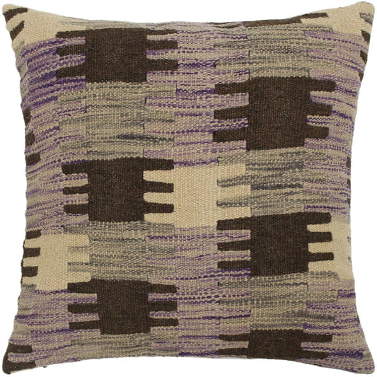 handmade Traditional Pillow Purple Gray Hand-made SQUARE 100% WOOL kilim throw pillow