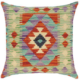 handmade Traditional Pillow Rust Green Hand-Woven SQUARE 100% WOOL kilim throw pillow