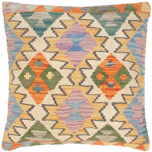 handmade Traditional Pillow Gold Rust Hand-Woven SQUARE 100% WOOL kilim throw pillow