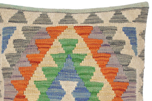 handmade Traditional Pillow Blue Gray Hand-Woven SQUARE 100% WOOL kilim throw pillow