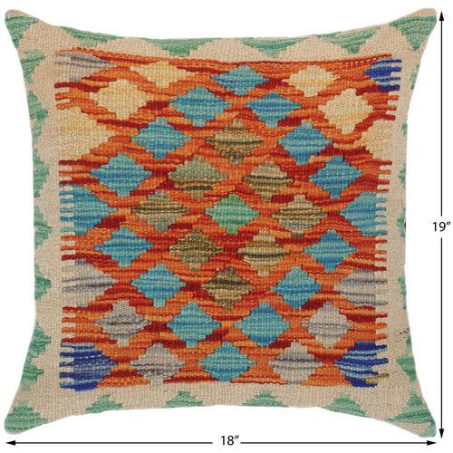 handmade Traditional Pillow Rust Beige Hand-Woven SQUARE 100% WOOL kilim throw pillow