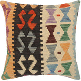 handmade Traditional Pillow Beige Black Hand-Woven SQUARE 100% WOOL kilim throw pillow
