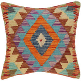 handmade Traditional Pillow Rust Blue Hand-Woven SQUARE 100% WOOL area rug