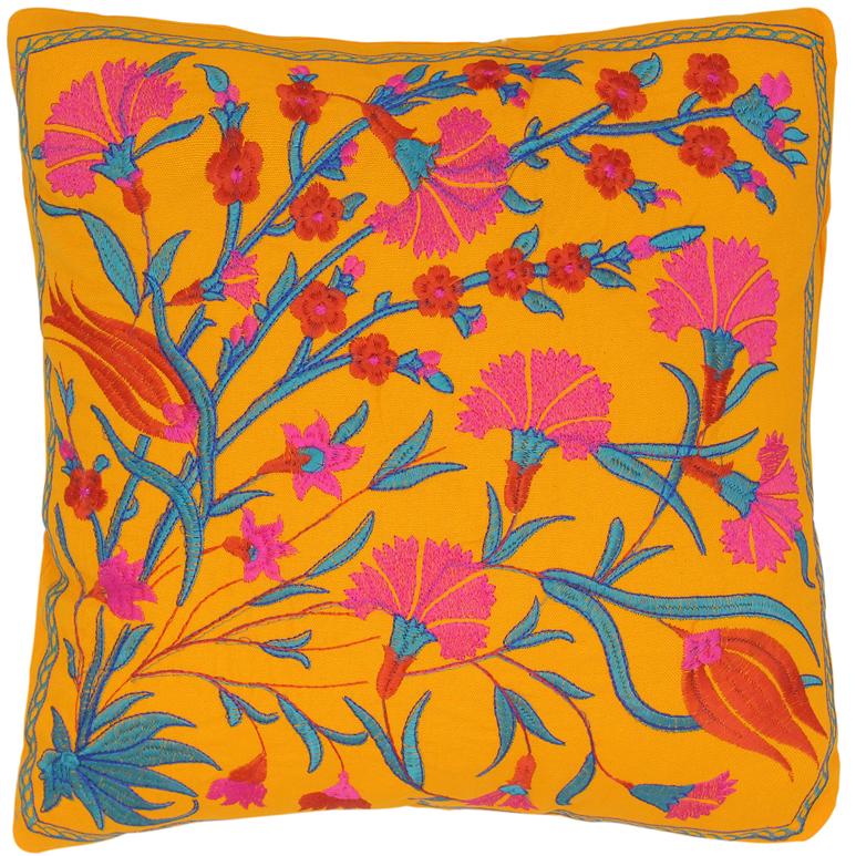 handmade Traditional Pillow Orange Pink SQUARE Velvet throw pillow
