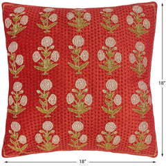 handmade Traditional Pillow Red Green SQUARE Velvet throw pillow