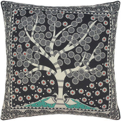 handmade Traditional Pillow Black Beige SQUARE handmade Silk Throw Pillow