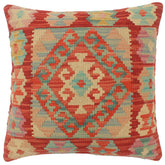 handmade Tribal Turkish Antique Red Blue Hand-Woven SQUARE 100% WOOL pillow