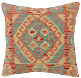 handmade Tribal Turkish Antique Red Blue Hand-Woven SQUARE 100% WOOL pillow