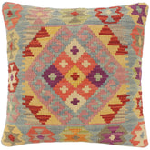 handmade Tribal Turkish Antique Rust Blue Hand-Woven SQUARE 100% WOOL pillow