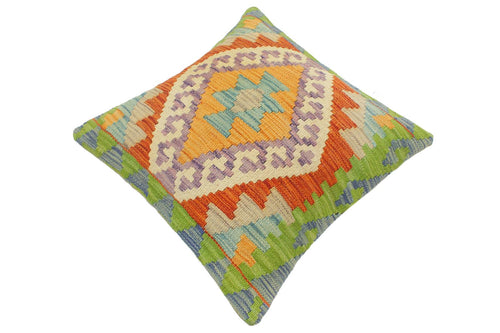 handmade Tribal Turkish Antique Rust Blue Hand-Woven SQUARE 100% WOOL pillow