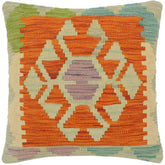 handmade Tribal Turkish Antique Rust Blue Hand-Woven SQUARE 100% WOOL pillow